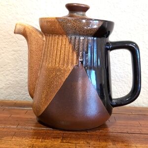 Vintage 70's Stoneware Pottery Teapot Tea Pot with Dipped Glaze - Robert Maxwell